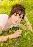 nature ecology girl in green garden