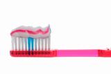 Toothbrush with striped toothpaste