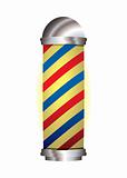red and blue barbers pole