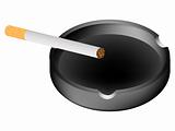 ashtray and cigarette against white