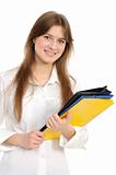 Beautiful confident woman with a folder