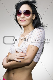 Glamour girl wearing sunglasses