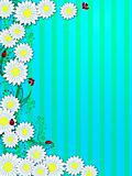 Spring Time Daisies Ladybugs Vertical Background