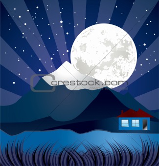 night landscape with river
