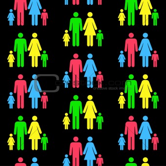 Seamless pattern with silhouettes of the person of different col