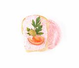 toast with tomato and fish caviar cream