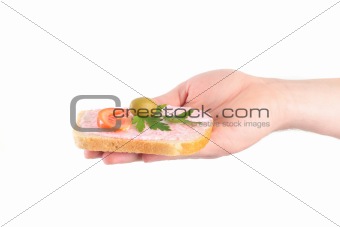 toast with tomato and fish caviar cream