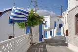 greek village with greek flag