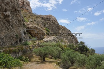 rocky landscape of karpathos