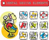 At dentist's office icons set clipart