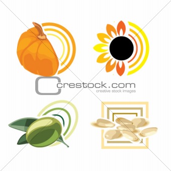 Sunflower, olive, pumpkin, sesame icons