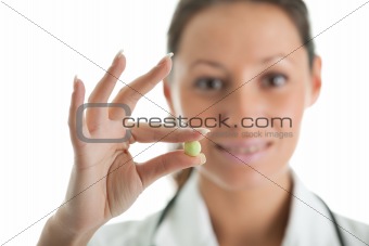 Friendly doctor giving out prescription