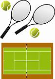 tennis racket and balls, vector