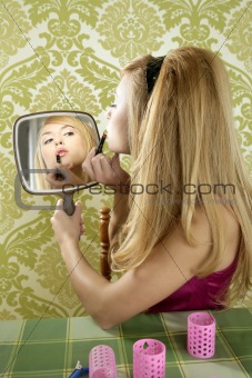 Retro mirror makeup woman lipstick vintage