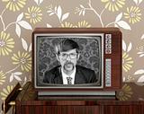 nerd retro 60s vintage wooden tv presenter