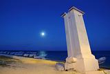 lighthouse Puerto Morelos night moon sea