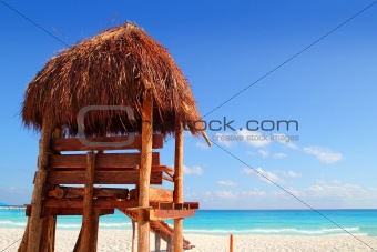 lifeguard wooden sun roof caribbean tropical beach