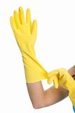 Wearing protective gloves