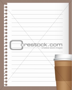 notebook paper with coffee