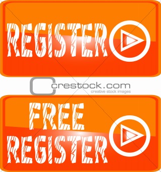 register web button orange sign