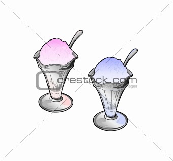 Ice cream in glass bowls