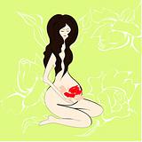 Pregnant woman floral background