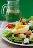 salad with fresh vegetables, tomatoes and eggs