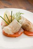 Sea Bass rolls with tomatoes