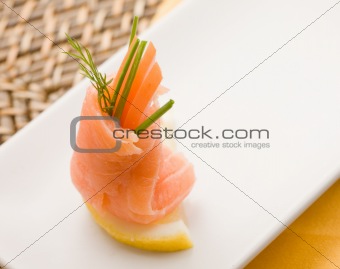 Smoked Salmon rolls with tomatoes