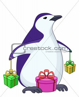 Penguin with gift boxes
