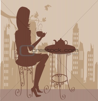  girl with cup of coffee