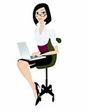 woman with laptop vector illustration 