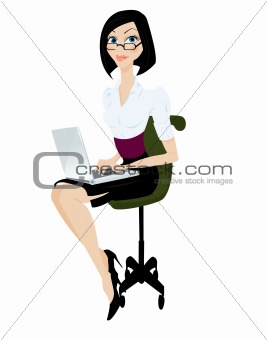 woman with laptop vector illustration 