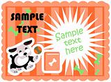 Cute dogs food card template vector poster paper tag with flash