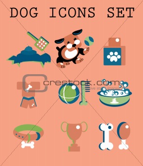 Pet icons set vector doggy