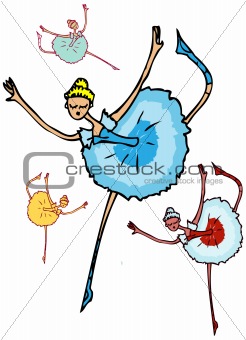 ballet dancer woman, cartoon group icons