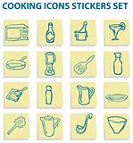 Cooking icons stickers set, kitchen elements 2