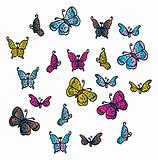 different multicolored butterflies - vector