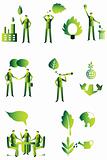 Eco people group, business green icons set 1