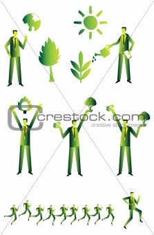 Eco people group, business green icons set 2