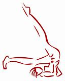 fit woman emblem practicing yoga over white background