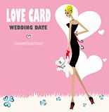 Glamour fashion Love card with woman & bear poster