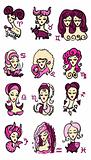 Horoscope woman Symbols, pink Astrology vector set 1