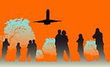 People group silhouette nature airbus tree