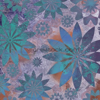 Vintage Floral Grunge Scrapbook Background 