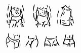 Strong man lingerie icons set sketch vector illustration black &