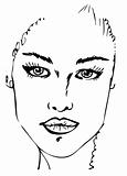 Woman Face tattoo design black and white