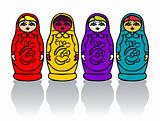 Russian traditional set of wooden dolls color isolated on white