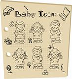 Baby school tattoo doodle icons set