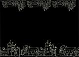 Black Background House border and street city pattern